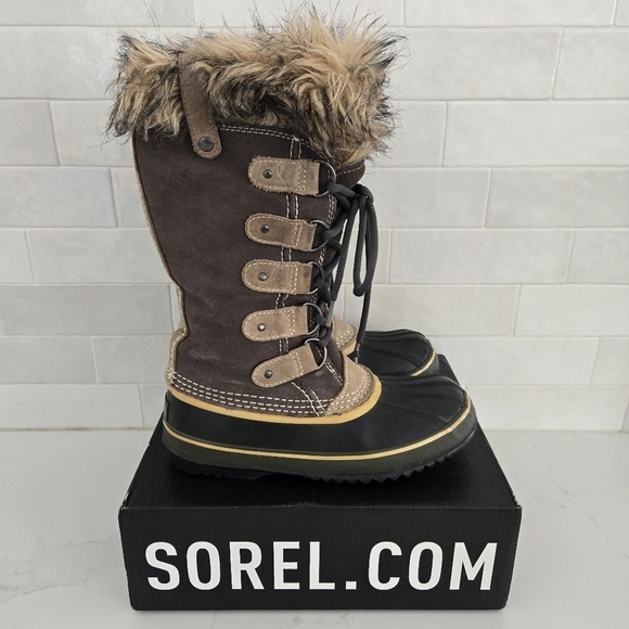 Sorel Joan Of Arctic Brown Tan Waterproof Winter Insulated Snow Boots Size 7 - Picture 2 of 9